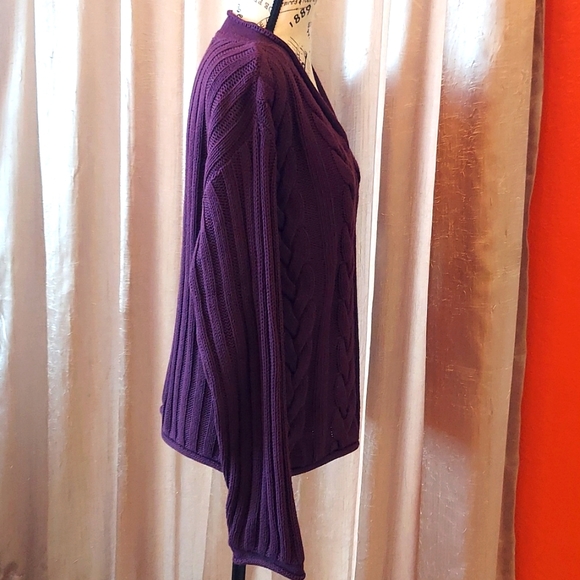 Charlotte Russe Cable Knit Burgundy Sweater Cozy Chunky Long Sleeve Sz M/L - Picture 3 of 8